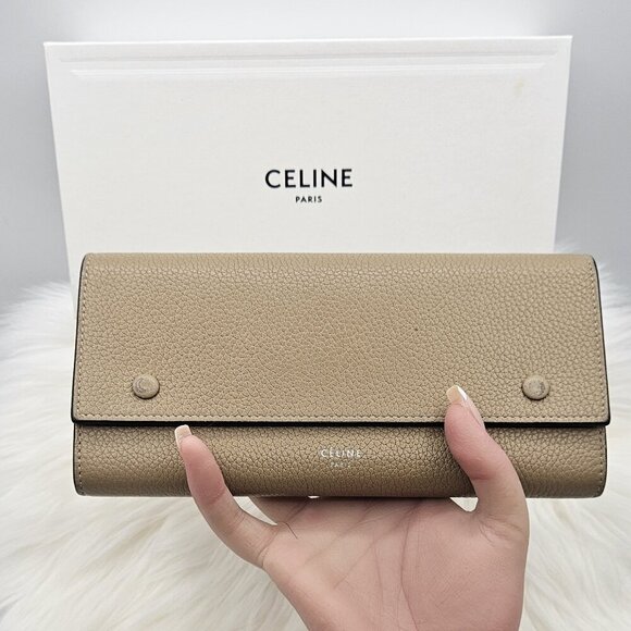 Céline Beige Large Flap Wallet in Grained Calfskin - Picture 1 of 17